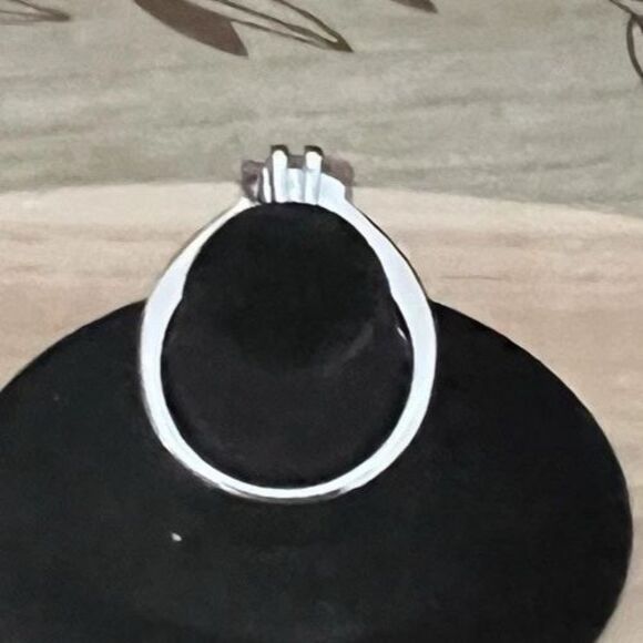 Pink and Clear Cubic Zirconia Silver Tone Solitaire Ring Sz 6 Marked GR - Picture 4 of 10